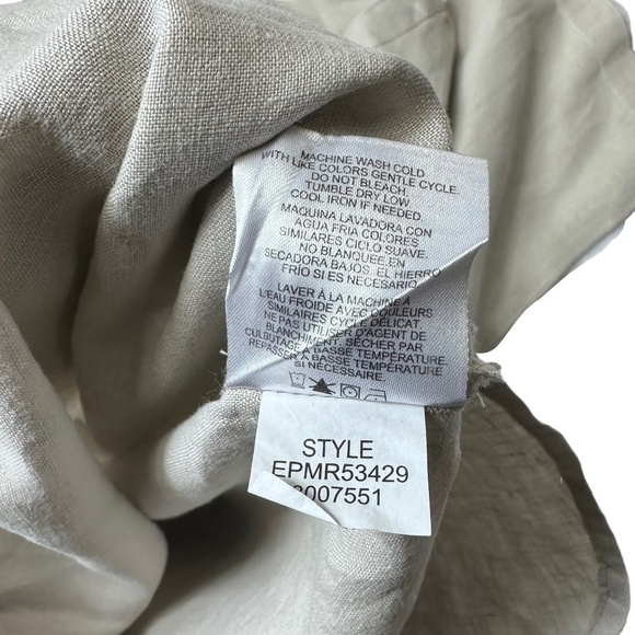 Ellen Tracy 100% Tan Linen 3/4 Sleeve Utility Top XL - Picture 8 of 9